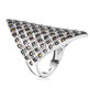 side view of multi color diamond cluster ring in rhodium over sterling silver