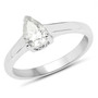 pear cut white diamond solitaire wedding ring in solid 14k white gold