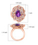 amethyst pink sapphire and zircon flower ring in 18k rose gold over sterling silver shown for size comparison