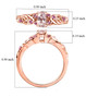 morganite and pink sapphire ring in 18k rose gold over sterling silver shown for size comparison