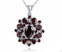 black garnet pendant necklace in rhodium over sterling silver