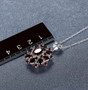 black garnet pendant necklace in rhodium over sterling silver