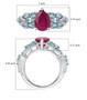 ruby (ff) blue apatite and zircon ring in rhodium over sterling silver shown for size comparison
