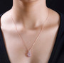 morganite pink sapphire and zircon pendant necklace in 18k rose gold over sterling silver worn around the neck