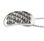 side view of multi color diamond cluster pendant necklace in rhodium over sterling silver