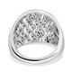 back view of blue diamond cluster ring in rhodium over sterling silver