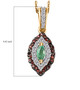 emerald brown and white zircon marquise halo pendant necklace in 18k yellow gold over sterling silver shown for size comparison