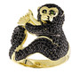 black spinel and chrome diopside monkey ring in 18k yellow gold over sterling silver
