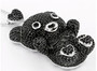 side view of black spinel teddy bear pendant necklace in rhodium over sterling silver