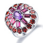 amethyst rhodolite garnet and garnet halo ring in rhodium over sterling silver