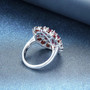 full view of amethyst rhodolite garnet and garnet halo ring in rhodium over sterling silver