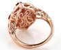 back view of rhodolite garnet and white zircon cluster ring in 18k rose gold over sterling silver