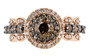 brown and white diamond ring in 14k rose gold