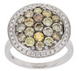 multi color diamond cluster ring in 14k white gold
