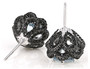 sky blue topaz and black spinel earrings in black and white rhodium over sterling silver