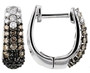 black brown and white diamond hoops in rhodium over sterling silver