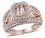 morganite and zircon ring in 18k rose gold over sterling silver