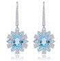 natural gemstone halo earrings in rhodium over sterling silver