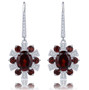 natural gemstone halo earrings in rhodium over sterling silver