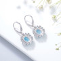 natural gemstone halo earrings in rhodium over sterling silver