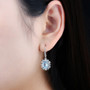 natural gemstone halo earrings in rhodium over sterling silver