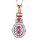 mahenge pink spinel and white zircon halo pendant necklace in 18k rose gold over sterling silver