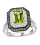 peridot tsavorite garnet and zircon double halo ring in rhodium over sterling silver