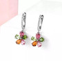 Multi Tourmaline & White Zircon Dangle Earrings in Rhodium over Sterling Silver 4.00ctw