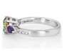 side view of mystic quartz amethyst and zircon ring in rhodium over sterling silver