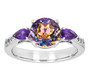 mystic quartz amethyst and zircon ring in rhodium over sterling silver