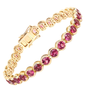 pink tourmaline tennis bracelet in solid 14k yellow gold