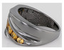 side view of spessartine garnet gents ring in black rhodium over sterling silver