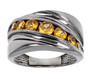 spessartine garnet gents ring in black rhodium over sterling silver
