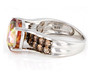 side view of mystic quartz and andalusite bridge ring in rhodium over sterling silver