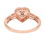 full view of diamond heart shaped halo wedding ring in solid 14k rose gold