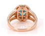 back view of blue brown and white cz ring in 18k rose gold over sterling silver