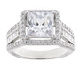 white cubic zirconia ring in rhodium over sterling silver