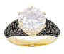 white and black cubic zirconia ring in 18k yellow gold over sterling silver