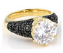 front view of white and black cubic zirconia ring in 18k yellow gold over sterling silver