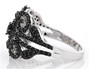 side view of black spinel cluster ring in rhodium over sterling silver
