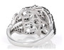 back view of black spinel cluster ring in rhodium over sterling silver