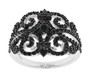 black spinel cluster ring in rhodium over sterling silver