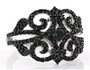 front view of black spinel cluster ring in rhodium over sterling silver