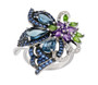 london blue topaz multi gemstone ring in rhodium over sterling silver