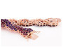 close up of rhodolite garnet and amethyst bracelet in 18k rose gold over sterling silver