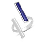 open view of lapis lazuli open split bypass ring in 18k yellow gold over sterling silver