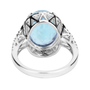 aquamarine and diamond oval halo ring in solid 14k white gold