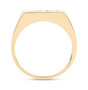 side view of mens 3-stone diamond solid 14k yellow gold ring