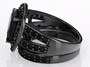 side view of black spinel two ring set in black rhodium over sterling silver