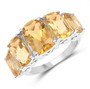 front view of citrine 5-stone ring in rhodium over sterling silver